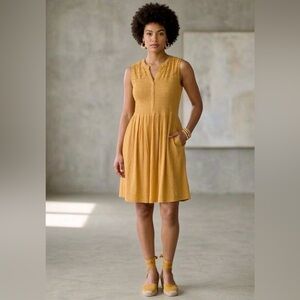 WallFlower Sleeveless Mustard Yellow Button-Front Dress